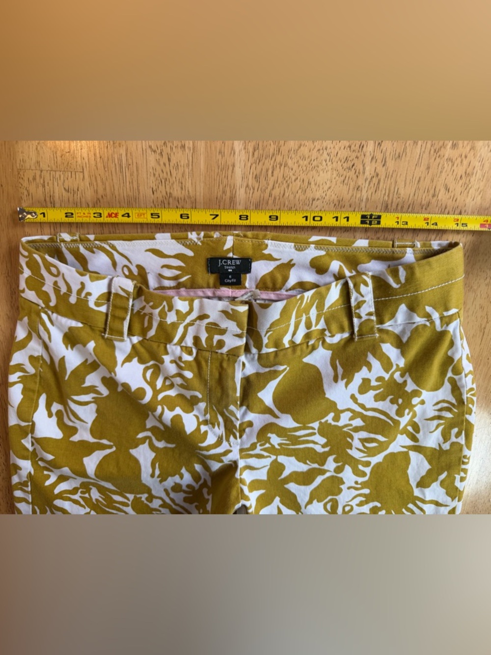 J. Crew City Fit Cropped Pants Womens Size 6 Floral Yellow Cotton Blend - Picture 6 of 9
